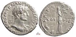 Ancient Coins - Hadrianus Denarius - VOT PVB - Pietas stg. right - RIC 113