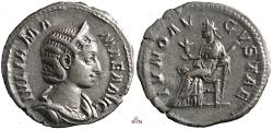 Ancient Coins - Julia Mamaea Denarius - IVNO AVGVSTAE - RIC 341