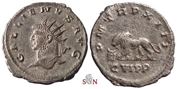 Ancient Coins - Gallienus Antoninianus - lion walking left, bull's head before - Goebl 1622 f