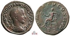 Ancient Coins - Gordianus III Sestertius - Apollo seated left - RIC 303a