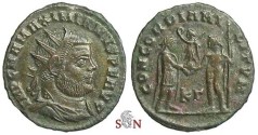 Ancient Coins - Maximianus AE Radiate Fraction - CONCORDIA MILITVM - Cyzicus mint - RIC 15 b