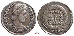 Ancient Coins - Constantius II. AR Siliqua - VOTIS MVLTIS in wreath - RIC 207