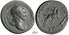 Ancient Coins - Trajanus Dupondius - Trajan on horseback spearing fallen Dacian - RIC 538