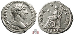 Ancient Coins - Hadrianus denarius - Felicitas seated left - RIC 120