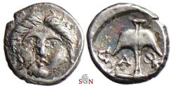 Ancient Coins - Thrace, Apollonia Pontika, AR Diobol - Gorgoneion / Anchor; crawfish - SNG Cop 459