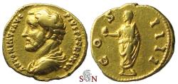 Ancient Coins - Antoninus Pius Aureus - COS IIII - Emperor stg. left - RIC 226 e