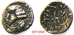 Ancient Coins - 905EK4V) KINGS of PERSIS. Nambed (Namopat). 1st century AD. AR Obol (7 mm, 0.66 g). Bearded bust left, wearing diadem / Nambed standing right; crescent to right. K&M 4/41 var.; VF