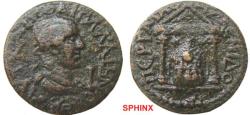 Ancient Coins - 746HM3) PAMPHYLIA, Perge. Gallienus. AD 253-268. Æ 10 Assaria (29 mm, 15.01 g, 12h). Radiate, draped, and cuirassed bust right; I (mark of value) before / Cult state of Artemis Per