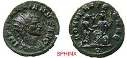 Ancient Coins - 383GM2Z) Aurelian, AE Antoninianus, (3.53 grms, 21.5 mm) Milan mint, Obverse: IMP AVRELIANVS AVG, Radiate and draped bust right. Reverse: ROMAE AETERNAE, Emperor standing right and