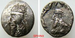 Ancient Coins - 913EK4V) KINGS of PERSIS. Napād (Kapat). 1st century AD. AR 2 Obol (13 mm, 1.56 g). Diademed bust left, wearing tiara / Diademed bust left. K&M 4/50; Alram 614. Good VF.
