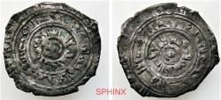 World Coins - 119CG2W) Fatimid Al-MU-IZZ LEDIN ELLAH AL-FATEMY, 341-365 AH / 953-975 AD; Full name : MA'AD AL-MANSUR ABU TAMIM AL-MU'EZZ. AR 1/2 Dirham, 1.37 grms, 18.5 mm, NM, ND, with 3 concen