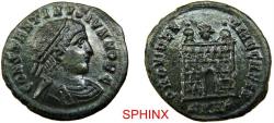 Ancient Coins - 724RC2Z) Constantine II as Caesar, AE, (2.48 gr, 18 mm), Heraclea mint, Obverse: CONSTANTINVS IVN NOB C, Laureate, draped and cuirassed bust right. Reverse: PROVIDEN-TIAE CAES, Cam