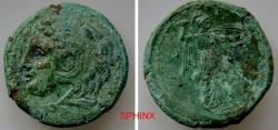 Ancient Coins - 598FL4W) Sicily, Syracuse. Pyrrhos (278-276 BC). AE24 mm, 10.73 Grms, Obverse: Head of Herakles left, wearing lion-skin. Reverse: Athena Promachos advancing right, holding thunderb
