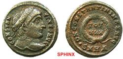 Ancient Coins - 775RF19) Constantine I AE follis (3.07 grms, 19 mm). 326-327 AD. CONSTANTINVS AVG, Diademed head right, ladder-shaped diadem with two pearls in segments. / DN CONSTANTINI MAX AVG a