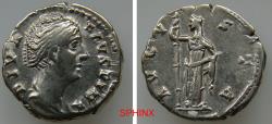 Ancient Coins - 45LF6Z) DIVA FAUSTINA SR., wife of Antoninus Pius Died 145 AD. AR Denarius (3.17 gm, 18 mm). DIVA FAVSTINA, draped bust right / AVGVSTA, Ceres or Aeternitas veiled, standing left,