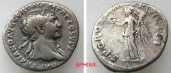 Ancient Coins - 604FR6Z) Roman Imperial, Trajan AR Denarius 3.05 grms, 19 mm. ca 107 AD. Obverse: IMP TRAIANO AVG GER DAC PM TRP COS V P P, Laureate bust right, fold of cloak on front shoulder VF