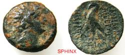 Ancient Coins - 22CH5) SELEUCID KINGS, ANTIOCHUS VIII, 121-96 BC, AE 18 MM, 6.09 GRMS, Head of Antiochus radiate/ Eagle left with wings folded; L & K 1864, BMC 25-28, Almost fine.