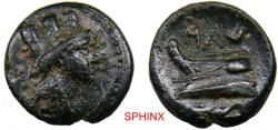 Ancient Coins - 156RF3Z) PHOENICIA, Sidon. 1st century AD. AE 17 mm (4.11 g). Dated (uncertain) Turreted and veiled bust of Tyche right; star and aplustre to right / Galley left; [date above], Az