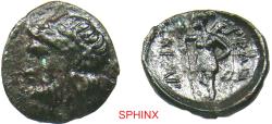 Ancient Coins - SPHINX RESUMES SHIPPING TO THE UNITED STATES...663RH22P) Ancient Greek — Chalkous of Ekkarra, Thessaly