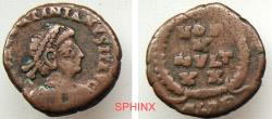 Ancient Coins - 632RG5W) Roman Imperial, Valentinian II, AE4 of Alexandria. (1.31 grms, 12 mm);Obverse: DN VALENTINIANVS PF AVG, Pearl-diademed, draped, cuirassed bust right, T behind head. Revers