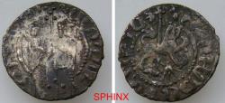 World Coins - 68FR2Z) ARMENIA, Cilician Armenia. Royal. Hetoum I. 1226-1270. AR Tram (21.5 mm, 3.03 g). Queen Zabel and King Hetoum standing facing, holding long cross between them / Crowned lio