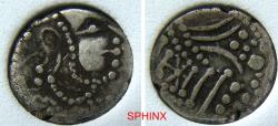 Ancient Coins - 550BM22P) INDIA, Post-Gupta (Chaulukya-Paramara). Circa AD 800-1050. AR Drachm (16mm, should be around 4 grams). Indo-Sasanian style bust right; RARE ??
