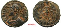 Ancient Coins - 15CK2Z) Constantinopolis City Commemorative, AE Follis, (2.06 g, 17 mm), Cyzicus mint, Obverse: CONSTAN-TINOPOLI, Helmeted bust of Constantinopolis left. Wearing Imperial mantle