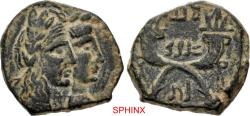 Ancient Coins - 180KK3Z) NABATAEA. Malichos II, with Shuqailat II. AD 40-70. AE (14mm, 2.47 g, 12h). Petra mint. Jugate draped busts right of Aretas, laureate, and Shuqailat, wearing Isis crown;