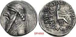 Ancient Coins - 224CHC6X) KINGS of PARTHIA. Mithradates II. 121-91 BC. AR Drachm (19mm, 4.01 g, 12h). Ekbatana mint. Phase III, circa 111/110-100/99 BC. Diademed bust left; torque ends in sea-hors