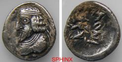 Ancient Coins - 904EK4V) KINGS of PERSIS. Vahšīr (Oxathres). 1st century BC – 1st century AD. AR Hemidrachm (13 mm, 1.92 g). Type 1. Istakhr (Persepolis) mint. Bearded bust left, wearing diadem VF