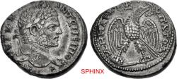 Ancient Coins - 303KR4Z) SELEUCIS and PIERIA, Antioch. Caracalla. AD 198-217. BI Tetradrachm (27mm, 13.67 g, 5h). Struck circa AD 214-215. Laureate head right / Eagle standing facing on leg VF
