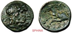 Ancient Coins - 366KF2Z) PISIDIA, Termessos. 1st century BC. AE 17.5 mm (4.22 g). Dated CY 25 (47/6 BC). Laureate head of Zeus right / Forepart of horse left; KE (date) above, thunderbolt behind.