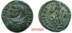 Ancient Coins - 720RC2Z) Licinius I, (AD 308-324) AE Follis, (2.43 gr, 17.5 mm), Obverse: IMP LICI-NIVS AVG, Laureate head left, holding mappa, scepter and globe. Reverse: IOVI CONS-ERVATORI AVGG,