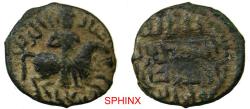 World Coins - 137GK3Y) RUM SELJUQ, Kaykhusraw I, 2nd reign, 600-607 AH/ 1204-1210 AD, AE Fals 3.30 grms, 20.5 mm, Malatya mint, Horseman obv. type of Album 1207, VF.
