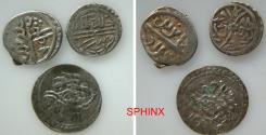 World Coins - 16RC5) UNIDENTIFIED UNATTRIBUTED, Very nice group of THREE (3 EA) ISLAMIC OTTOMAN SILVER AKCES TOTAL WEIGHT 2.63 grms, AVERAGE DIAMETERS 13 mm, SOLD AS IS NO RETURN.