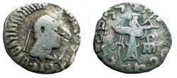 Ancient Coins - 660ER) Ancient Greek, Bactria, Apollodotus II, 80-65 BC, AR Drachm  (1.64 grms, 16 mm); Obverse: ΒΑΣΙΛΕΩΣ ΣΩΤΗΡΟΣ ΚΑΙ ΦΙΛΟΠΑΤΟΡΟΣ / ΑΠΟΛΛΟΔΟΤΟΥ, Diademed bust right. Reverse: Mahar