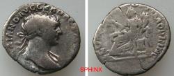Ancient Coins - 598FR6Z) Roman Imperial, Trajan, AD 98-117, AR Denarius. 2.74 grms,  18.5 mm, Obverse: IMP TRAIANO AVG GER DAC PM TRP, Laureate head right, slight drapery on left shoulder. VF