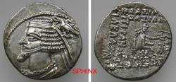 Ancient Coins - 599LG5F) KINGS of PARTHIA. Phraates IV. 38/7-2 BC. AR Drachm (20.5 mm, 3.95 g). Ekbatana mint. Diademed bust left; to right, eagle left, holding wreath in beak / Archer (Arsakes I)