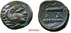 Ancient Coins - 837FC4W) KINGS of MACEDON. temp. Alexander III – Kassander. Circa 325-310 BC. AE Unit (18 mm, 6.61 g). Uncertain mint in Macedon. Head of Herakles right, wearing lion skin / Quiver