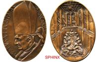 World Coins - 930EE22V) VATICAN MEDAL, AE BRONZE oval medal, 32.93 grm, 48 X 35 mm, 5 mm thick, ANNO XII = 1974; Obv. Pope Paul VI portrait left, PAVLVS * VI * PONT * MAX * * ANNO * XII * ; Rev.