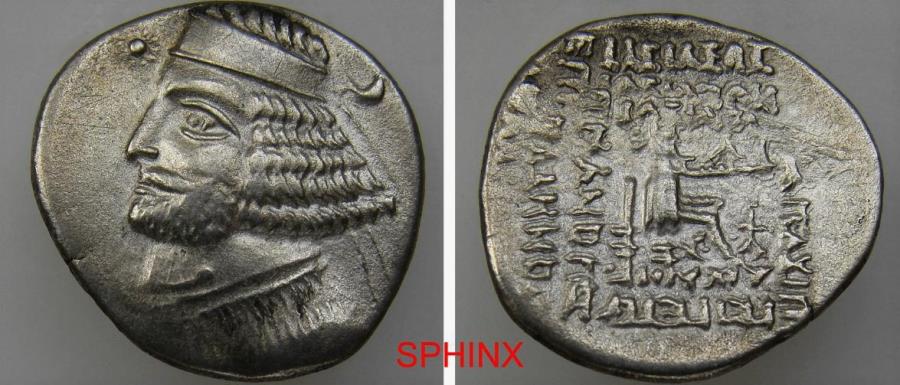 632KR22) KINGS of PARTHIA. Orodes II. Circa 57-38 BC. AR Drachm (21 mm ...