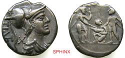 Ancient Coins - SPHINX RESUMES SHIPPING TO THE UNITED STATES... 30MM4P) R. Republic, Gens Veturia, Central Italy, AR Denarius, 3.82 Grms, 19 mm, 137 BC, Obverse: Head of Mars right, behind X and l