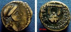 Ancient Coins - 781FG8) Seleucis and Pieria. Antioch. Time of NERO, 65-66 AD, AE 16 mm, 3.1 grms, Obv. head of Apollo right, Rev. Lyre, clockwise ANTIO--XE ET ΔIP = year 114 of Antioch Caeserian e