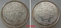 World Coins - 3636FG22) EGYPT: Hussein Kamel, 1914-1917, AR 10 piastres, 1916/AH1335, KM-319, EF.