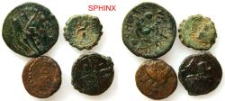 Ancient Coins - 885RC5) Group lot of 4 Greek bronze coins, various rulers/ regions, totalling 14.05 grams ranging from 13 to 20 mm diameter, grade Fair to near Fine, actually 2-3 are quite nice in