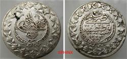 Ancient Coins - 2479RC22) OTTOMAN Turkey, Mahmud II, 1223-1255 AH / 1808-1839 AD, Silver coinage, Eighth Series, 1 PIASTRE (2.6-3.0 grms this Coin 3.00 grms 28 mm) , struck at constantinople, dual