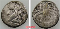 Ancient Coins - 948HM22P) KINGS of PERSIS. Uncertain king II. 1st century BC – 1st century AD. AR Diobol (12 mm, 1.06 g). Type 1. Bearded bust left, wearing diadem and Parthian-style tiara/ Diadem