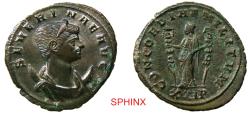 Ancient Coins - 572FF4W) Severina (wife of Aurelian) BI Antoninianus. 4.32 Grms, 24 mm, Rome, AD 275. Obv. SEVERINAE AVG, Diademed and draped bust right, set on crescent. Rev. CONCORDIAE MILITVM,