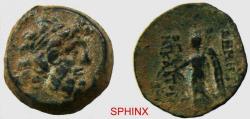 Ancient Coins - 858CG4V) SELEUKID KINGS of SYRIA. Demetrios II Nikator, 129-125 BC. AE, 6.14 Grms, 18 mm, Antioch mint. Obverse: Laureate head of Zeus right. Reverse: [ΒΑΣΙΛΕΩΣ] ΔΗΜΗΤ[ΡΙΟΥ] ΘΕ[ΟΥ]