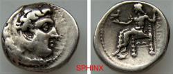 Ancient Coins - 116CFC2Y) Macedon, Kings of. Philip III Arrhidaios, Struck circa 320-316 BC, AR Drachm (4.23 gm, 16mm). Head of Herakles right, wearing lion skin headdress / Zeus seated left, VF
